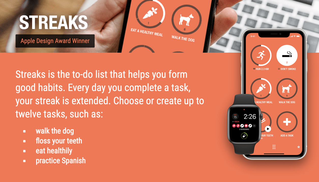Streaks Habit Tracking App ung-dung-suc-khoe-tren-apple-watch
