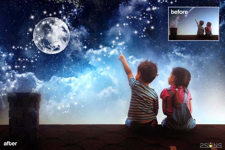 100 Night Sky Overlays – Bộ thư viện ghép bầu trời đêm