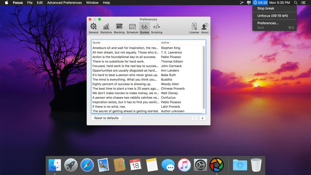 Focus – Giúp tập trung vào công việc