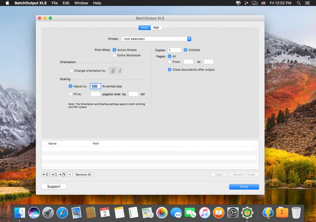 BatchOutput XLS – In, xuất file Excel hàng loạt