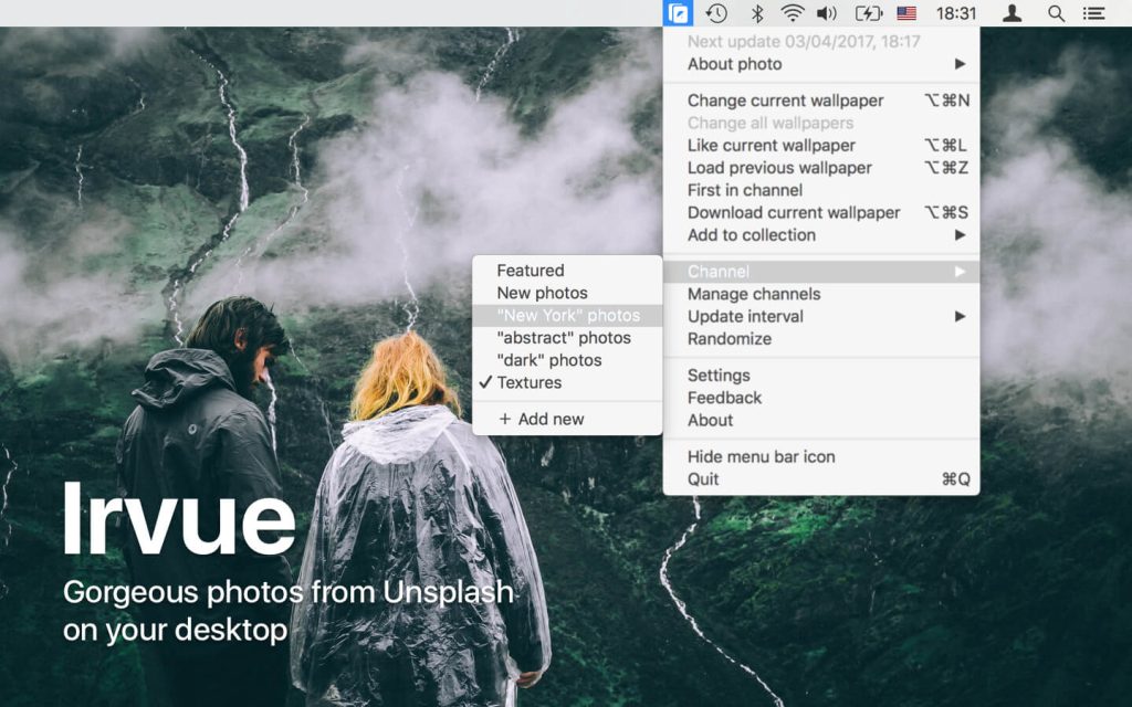 Irvue – Bộ sưu tập màn hình nền từ Unsplash