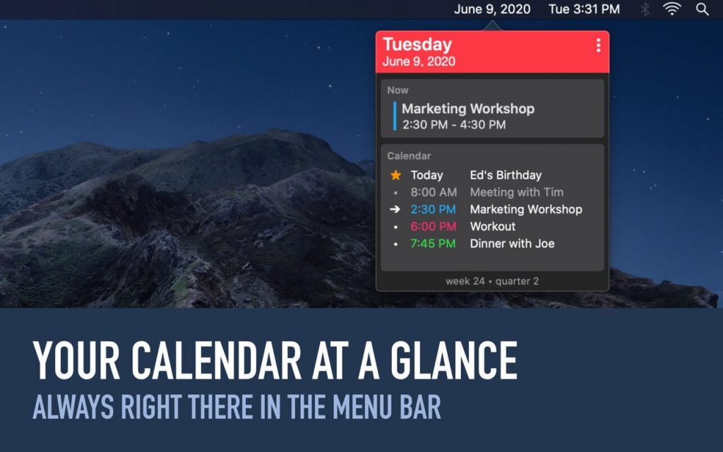 GlanceCal – Tạo ghi chú, nhắc việc ngay trên Menubar