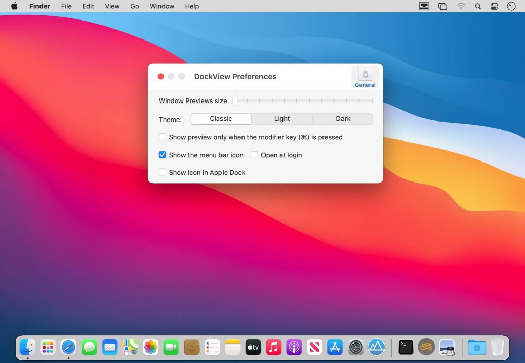 Dockview – Xem trước của ứng dụng như trên Windows