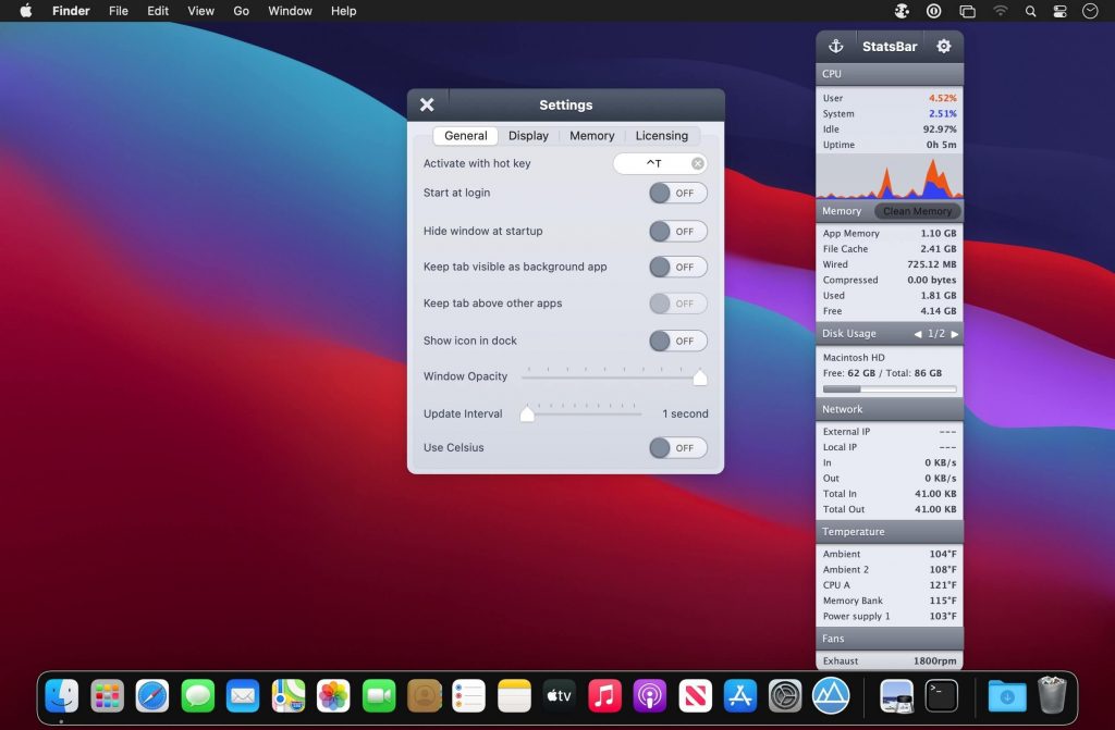 StatsBar – Hiển thị thông tin hệ thống trên Menubar