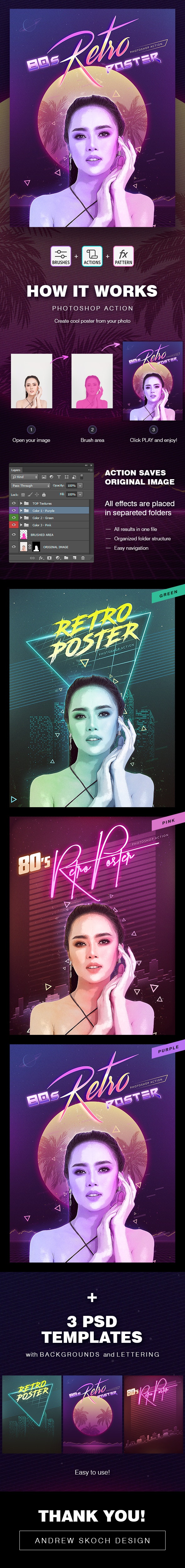 80s Retro Poster Action – Action tạo hiệu ứng áp phích thập niên 80