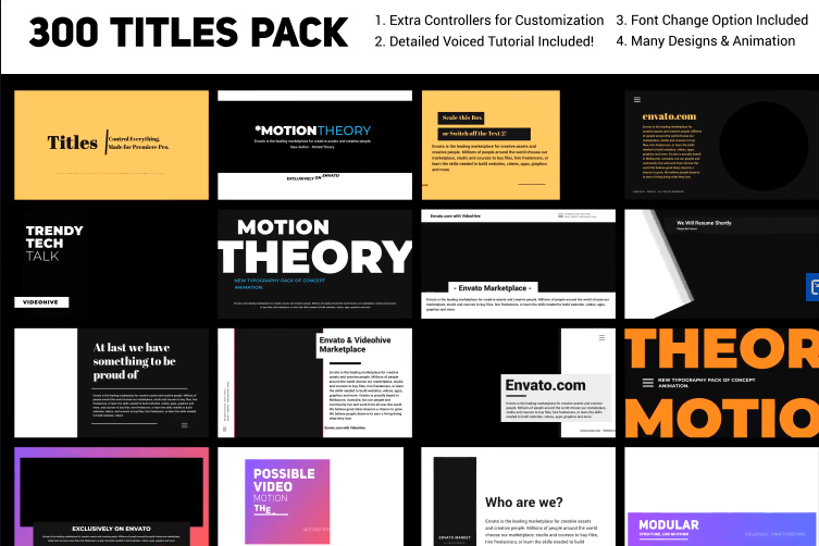 300 Titles Library For Premiere Pro – 300 hiệu ứng tiêu đề đẹp cho Premiere