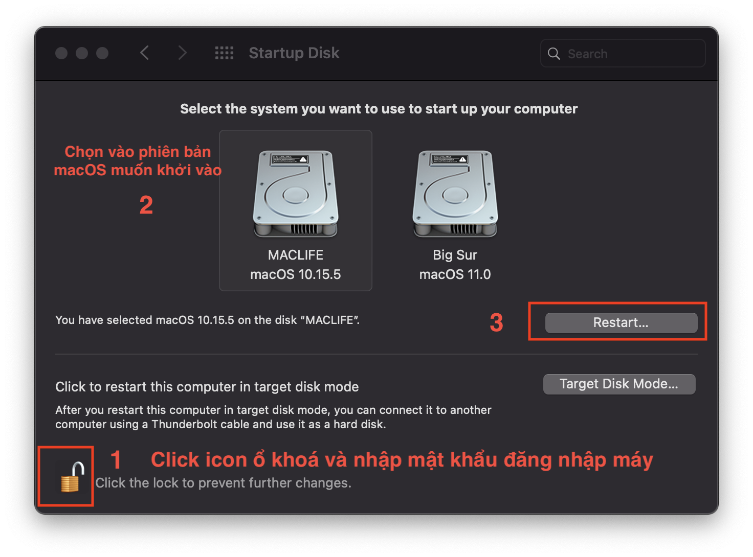chon-os Hướng dẫn cài song song Big Sur 11 và Catalina, Mojave
