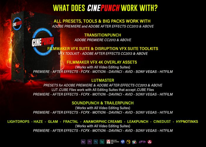 CINEPUNCH V16 – The Biggest FX Pack in the World – Bộ tổng hợp các công cụ hỗ trợ dựng phim cực hay