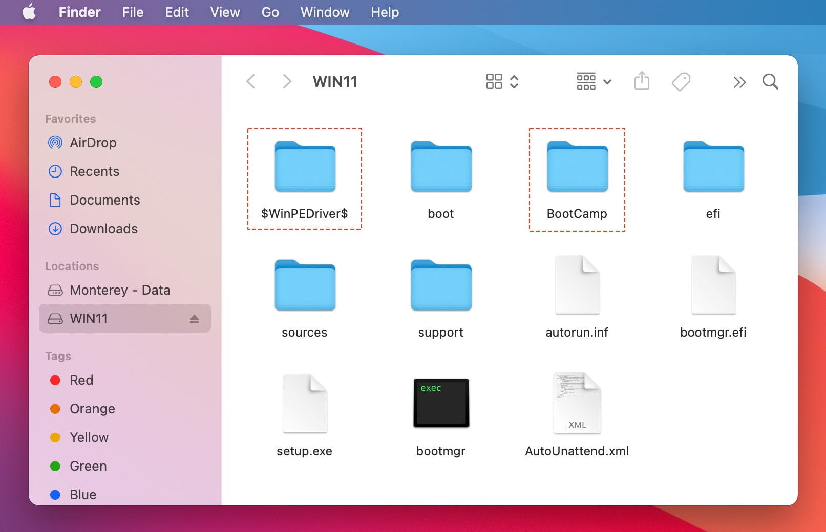 copy-bootcamp-to-windows-usb-installer Cách cài Windows 11 trên Mac Intel không cần Bootcamp