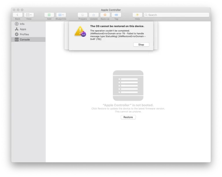 dfu-restore-error DFU + Apple Configurator 2 – Công cụ Restore, sửa lỗi firmware trên Chip Apple T2