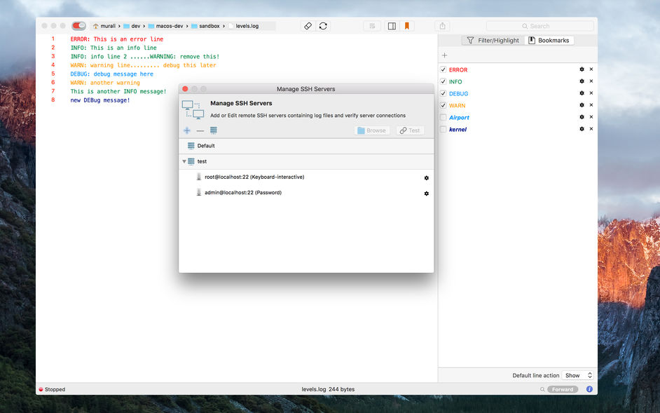 LogTail – SSH client trên Mac