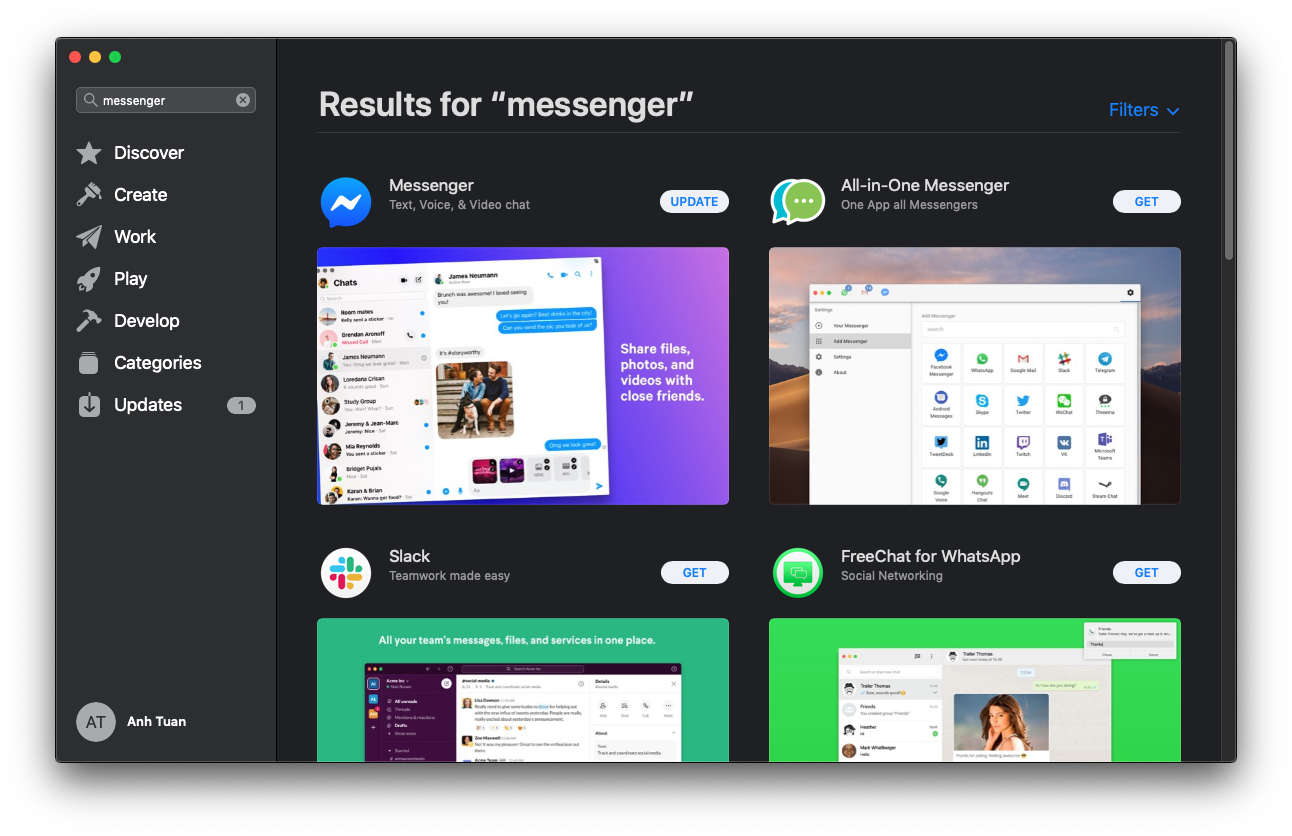 Facebook Messenger chính chủ trên Mac App Store