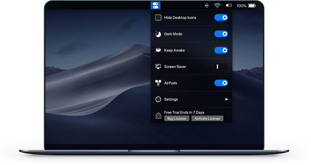 One Switch – mang những “Nút” hữu ích lên menu bar