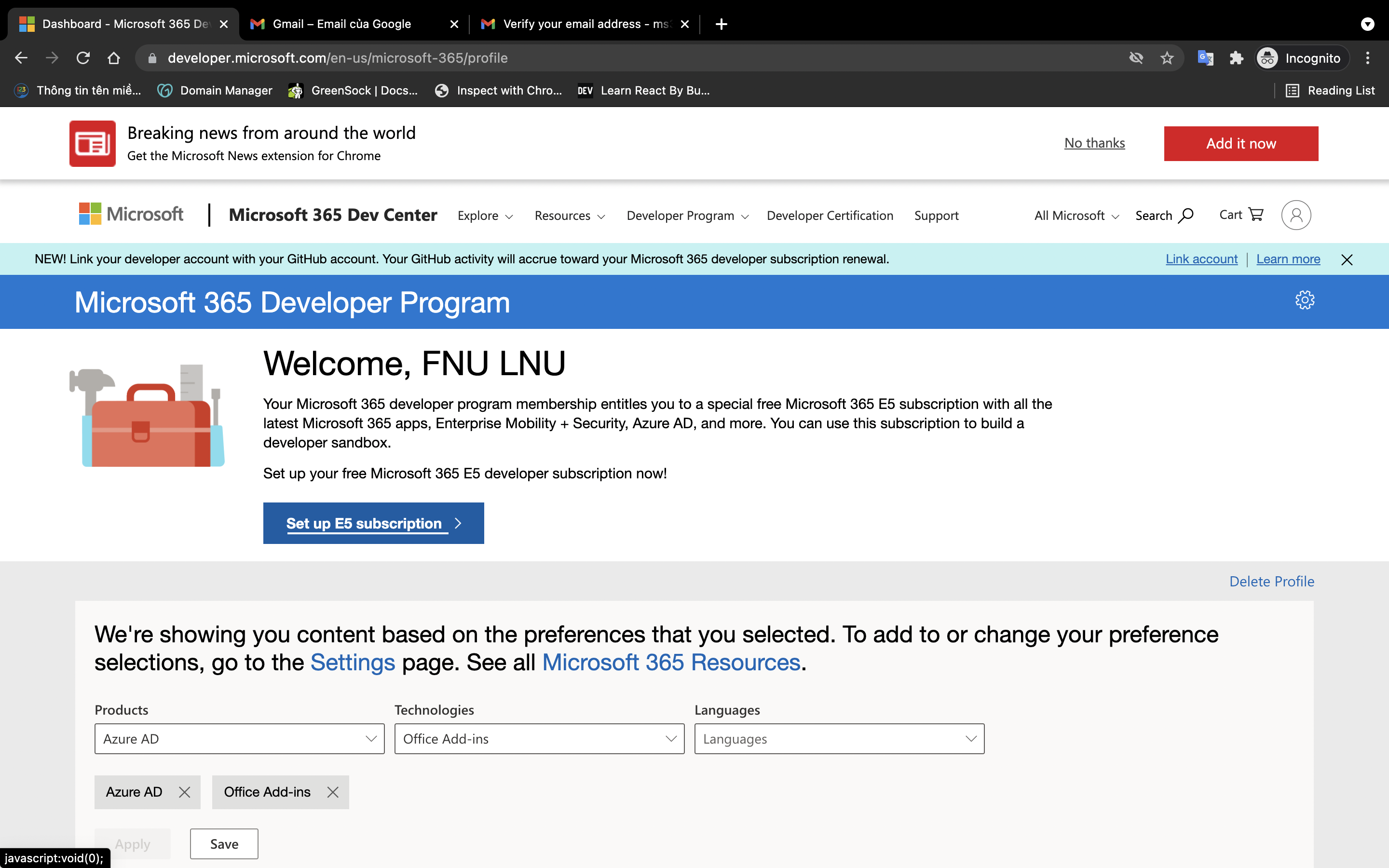 Tự tạo tài khoản Office E5 [Office 365+OneDrive 5TB]