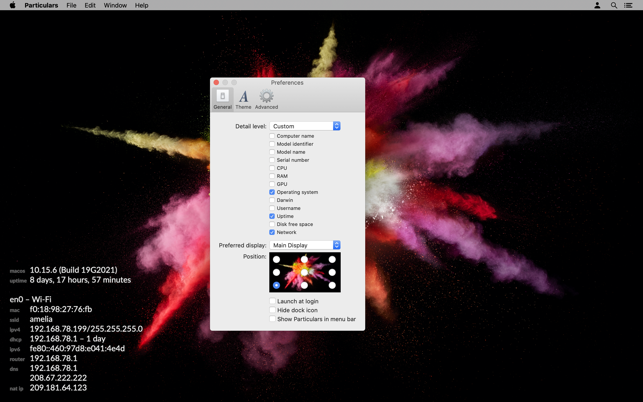Particulars – Hiển thị thông tin hệ thống trên Mac