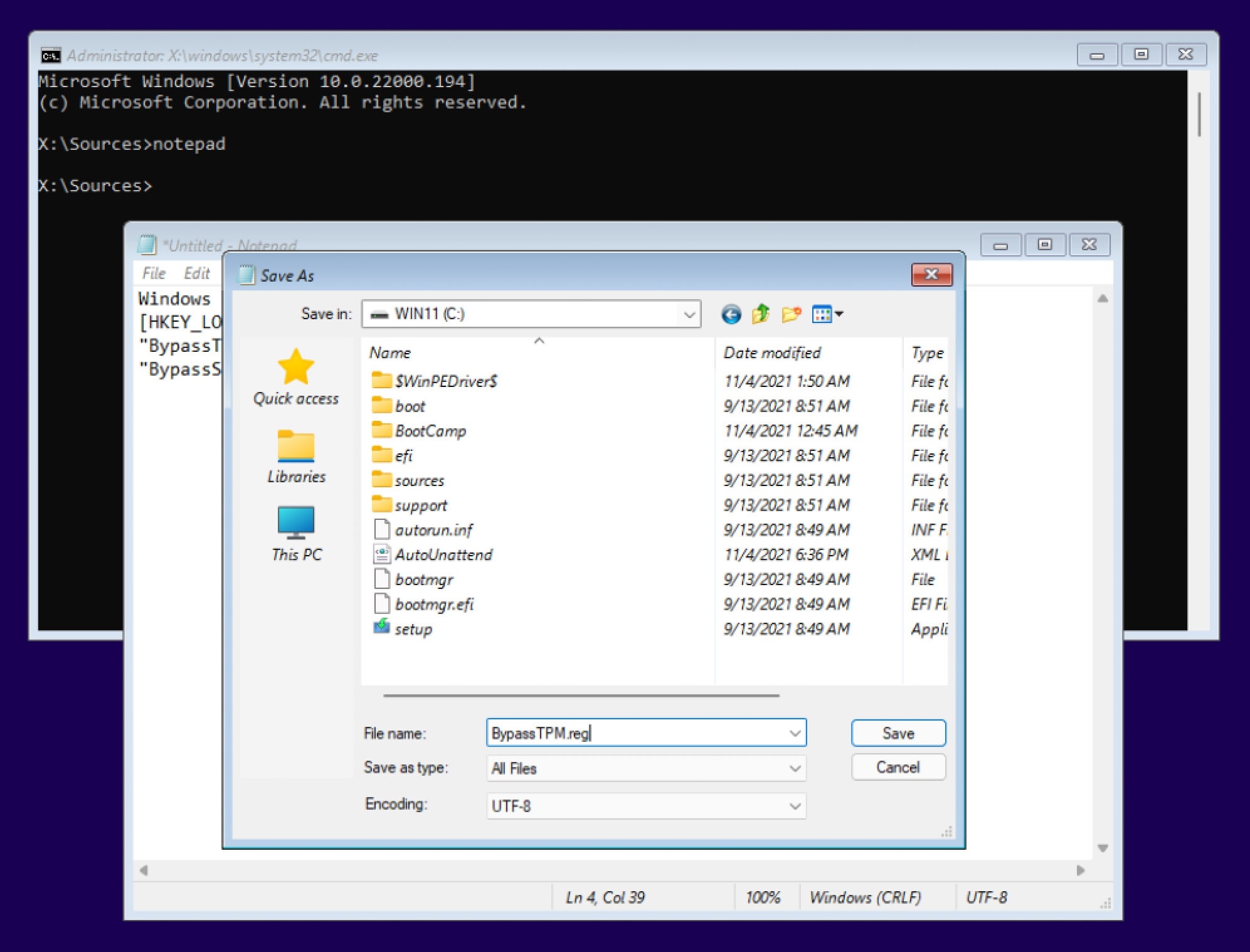 save-as-reg-file Cách cài Windows 11 trên Mac Intel không cần Bootcamp