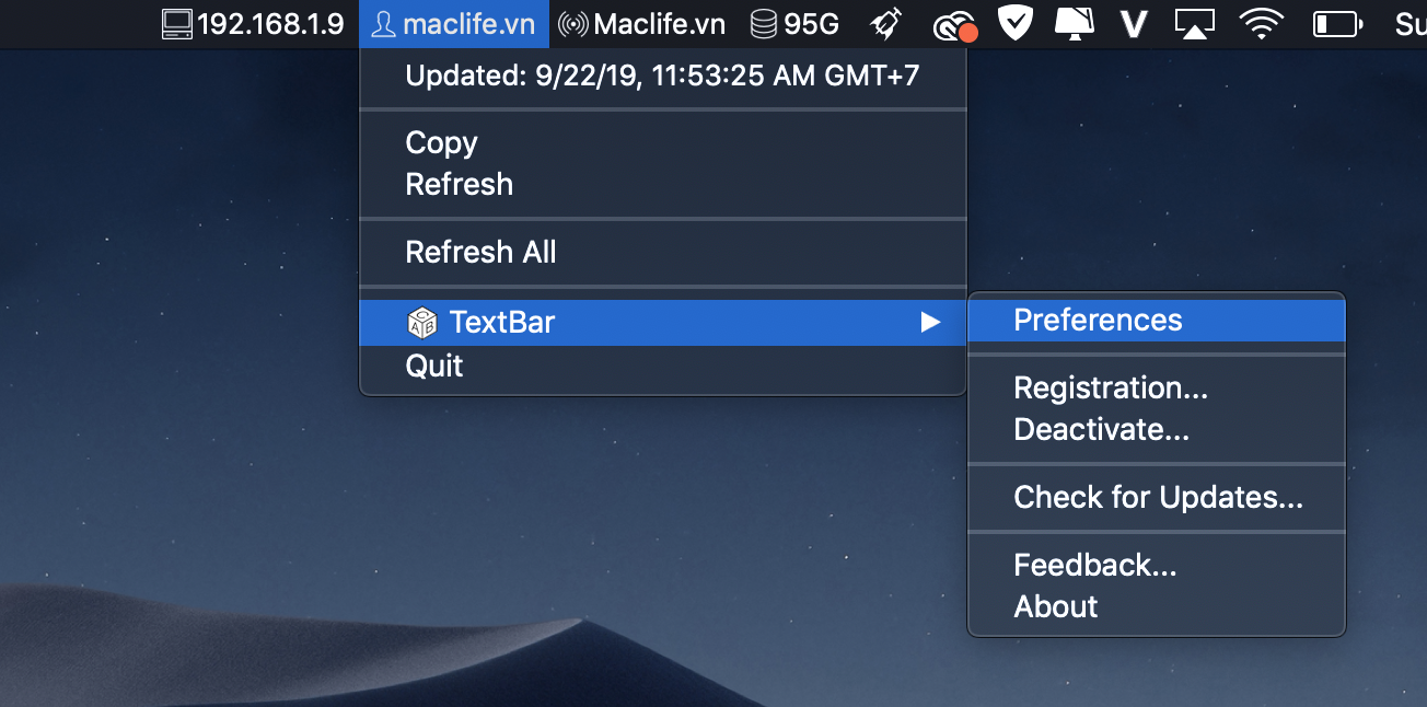 TextBar – Tiện ích nhỏ giúp thêm text trên thanh Menu bar