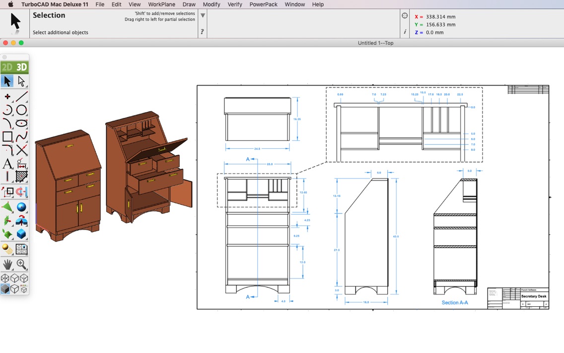 TurboCAD Mac Pro – Công cụ phác thảo 2D, 3D