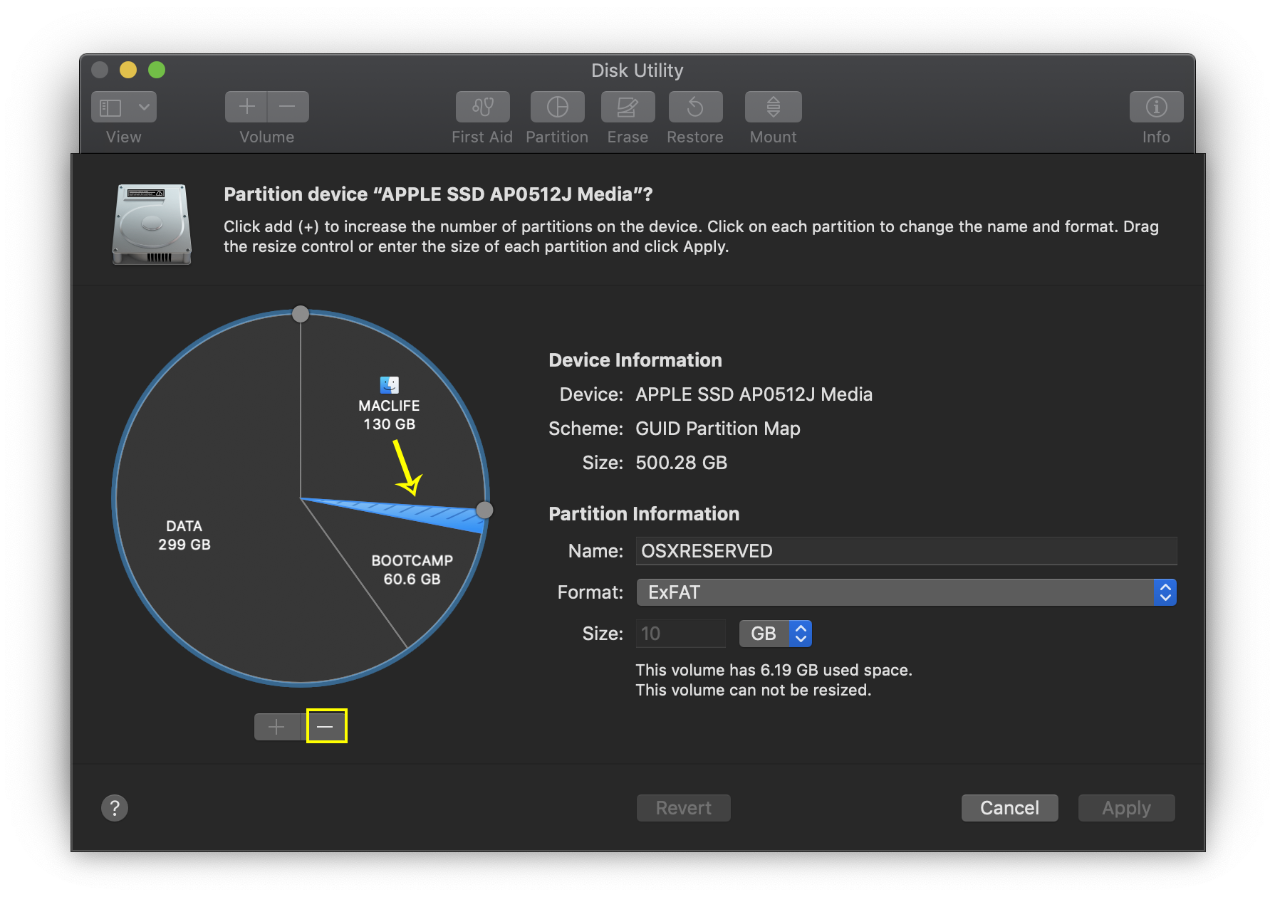 xoa-phan-vung-osxreserved_1 Hướng dẫn cài Windows 10 trên macOS bằng Bootcamp & tạo phân vùng DATA dùng chung