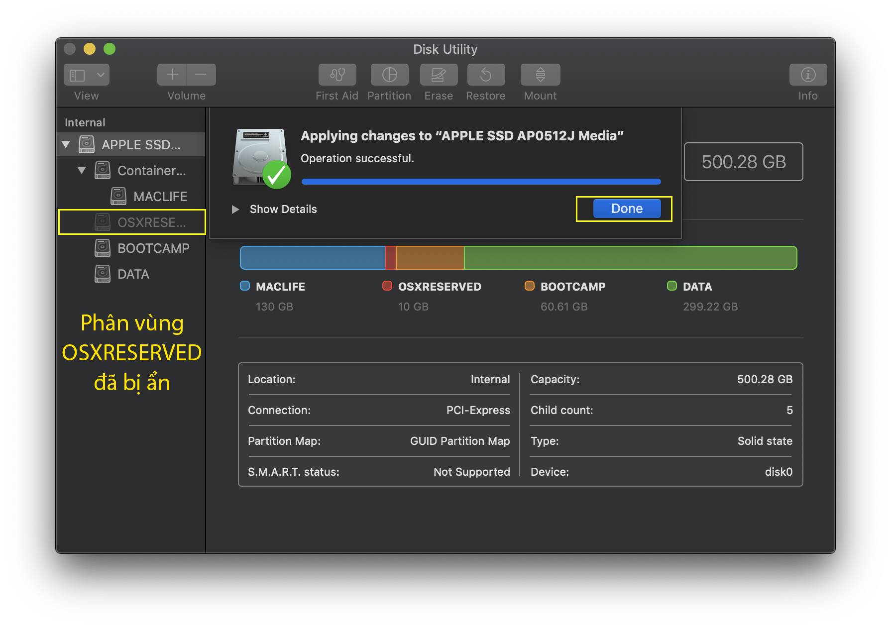 xoa-phan-vung-osxreserved_3 Hướng dẫn cài Windows 10 trên macOS bằng Bootcamp & tạo phân vùng DATA dùng chung