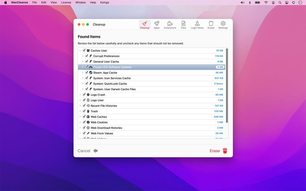 Maccleanse – Phần mềm dọn dẹp và tối ưu hệ thống