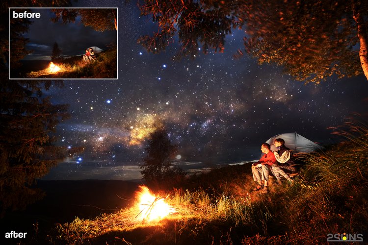 100 Night Sky Overlays – Bộ thư viện ghép bầu trời đêm