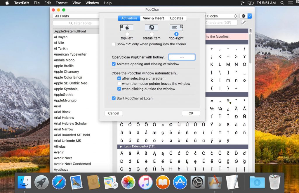 PopChar X – Công cụ quản lý Font trên Mac