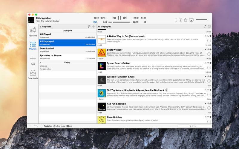Downcast – podcast app trên Mac