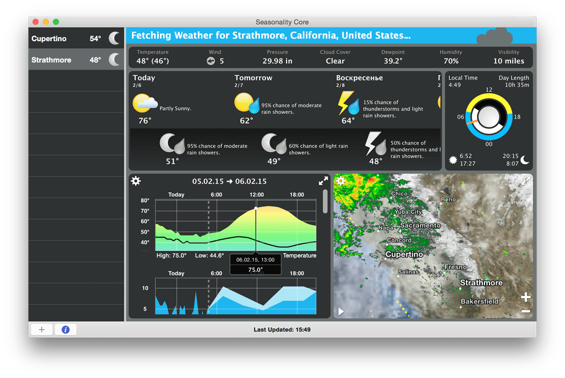 Seasonality Core – Ứng dụng theo dõi thời tiết trên Mac