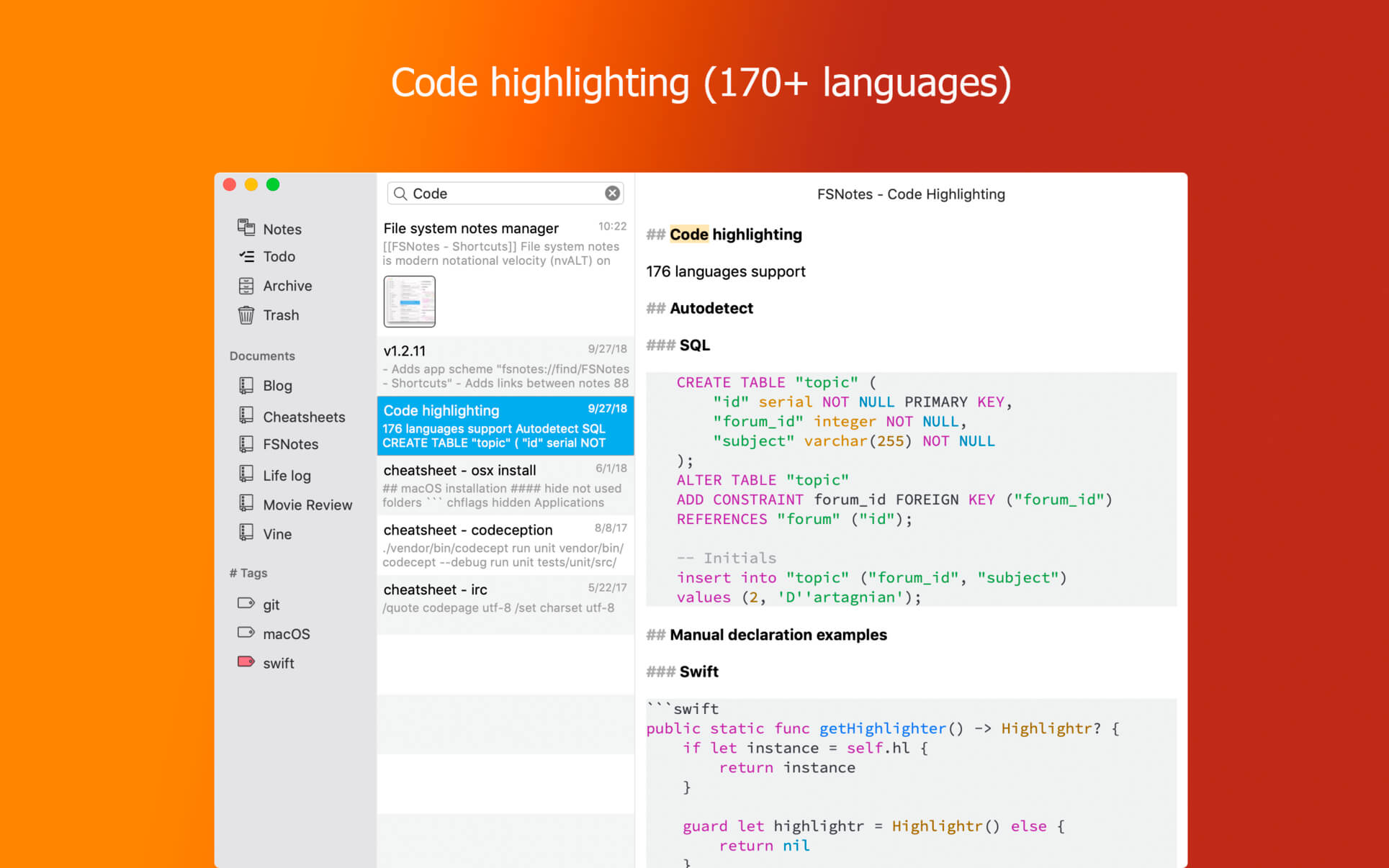 FSNotes – Trình ghi chú chuyên dụng trên Mac