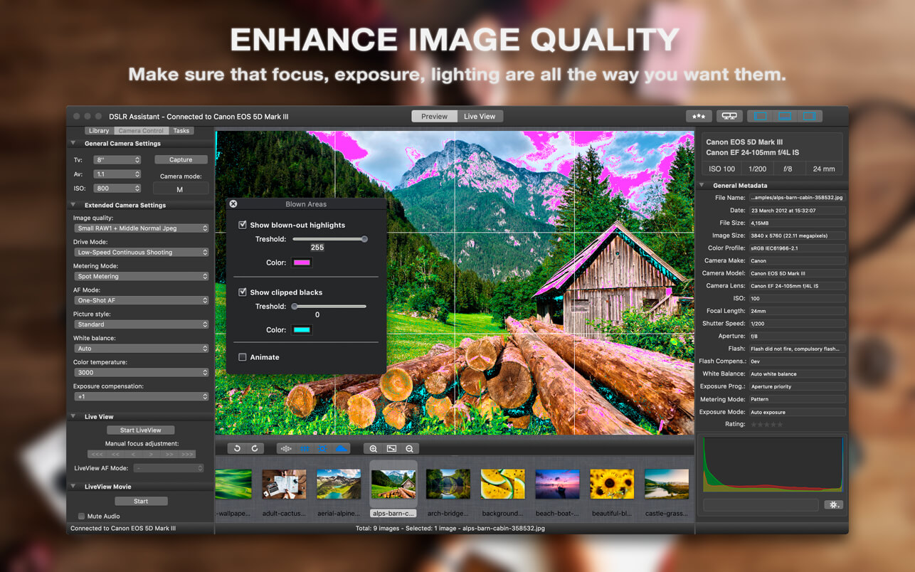 DSLR Assistant – Kết nối vs điều khiển máy ảnh Canon trên Mac
