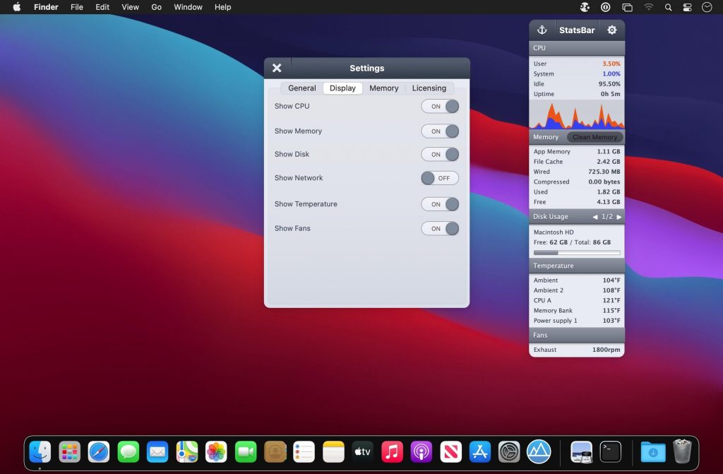 StatsBar – Hiển thị thông tin hệ thống trên Menubar