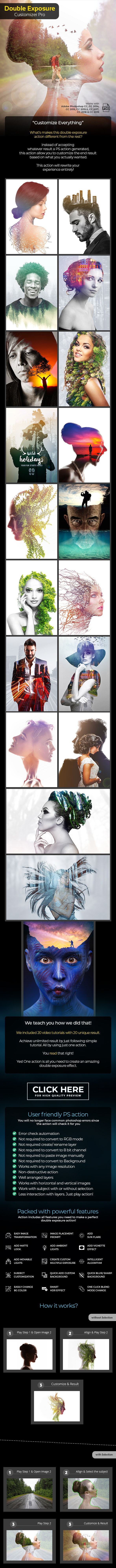 Double Exposure Customizer Pro – Action hiệu ứng Double Exposure dành cho Photoshop