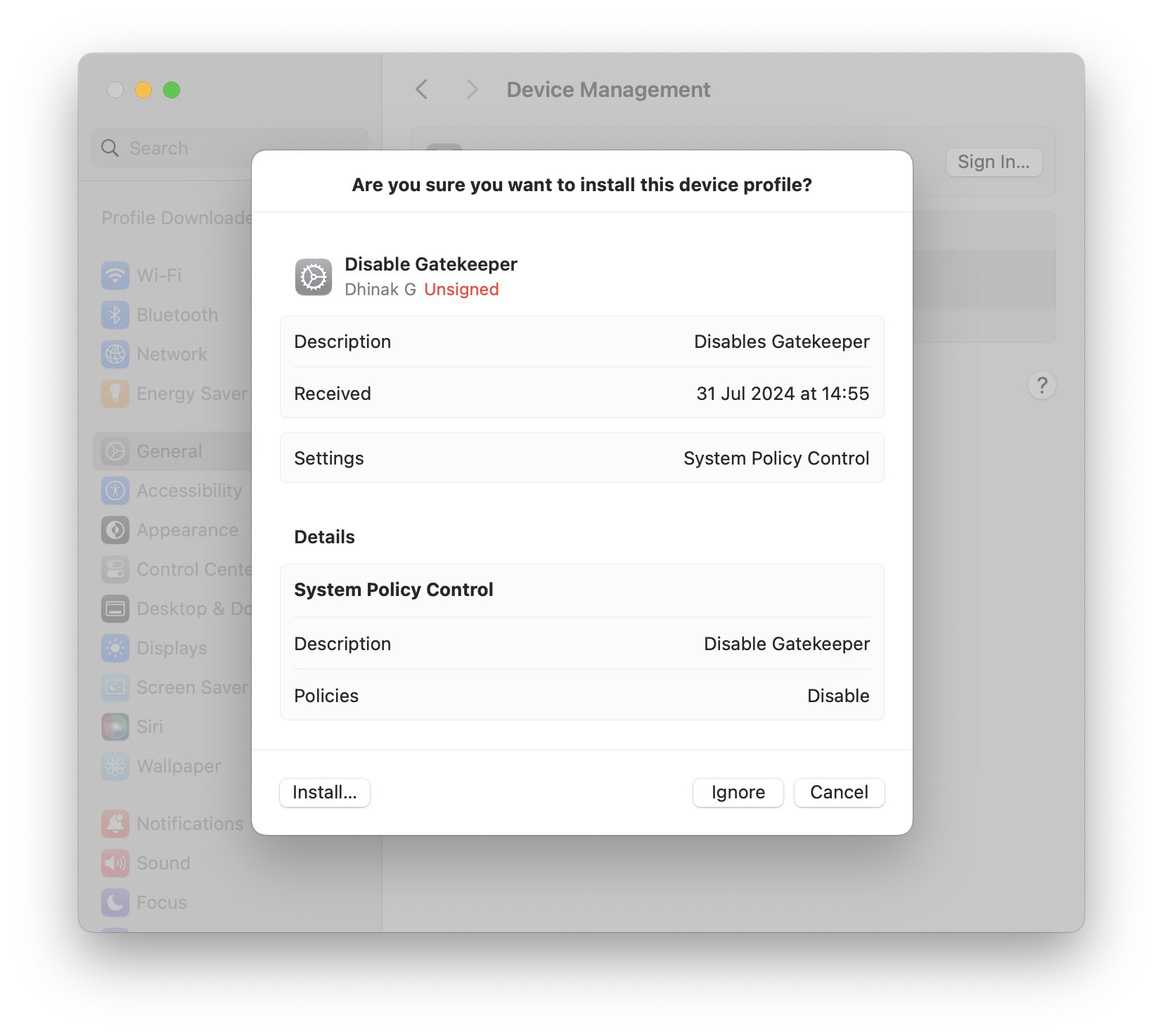 Hướng dẫn tắt gatekeeper trên macOS Sequoia 15
