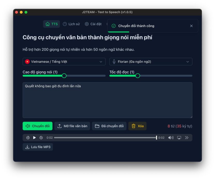 J2TEAM TTS – Phần mềm chuyển văn bản thành giọng nói