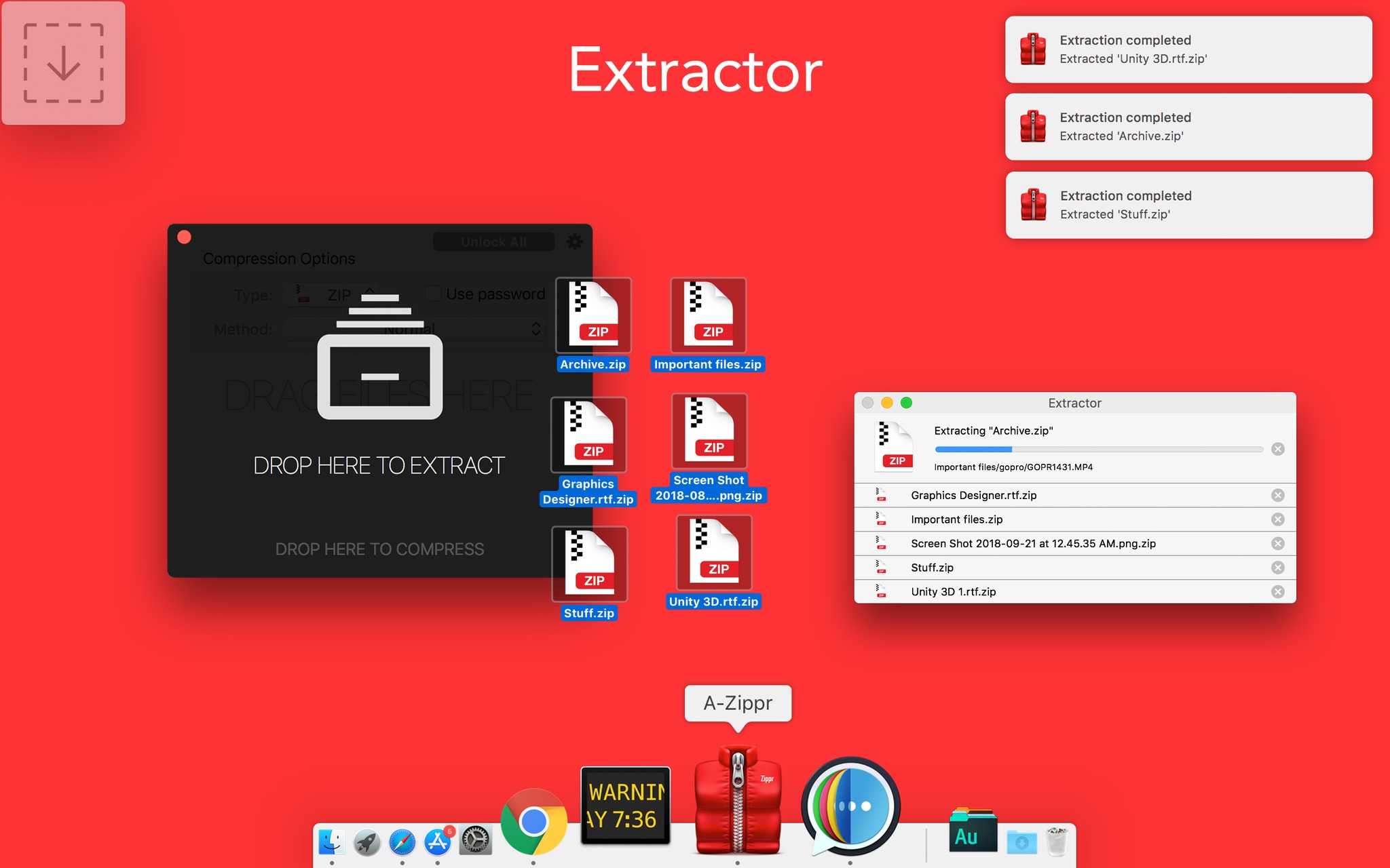 A-Zippr – Công cụ giải nén file Zip, Rar.. độc đáo