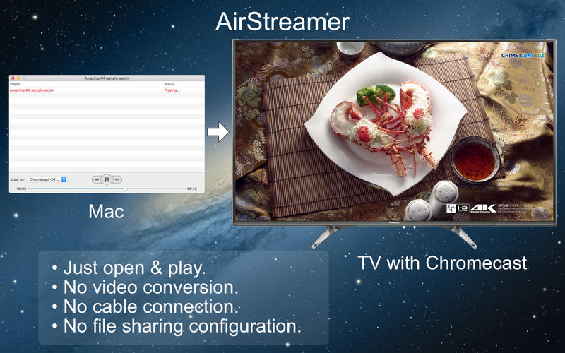 AirStreamer for Google Chromecast – Stream nội dung từ Mac tới Chromecast