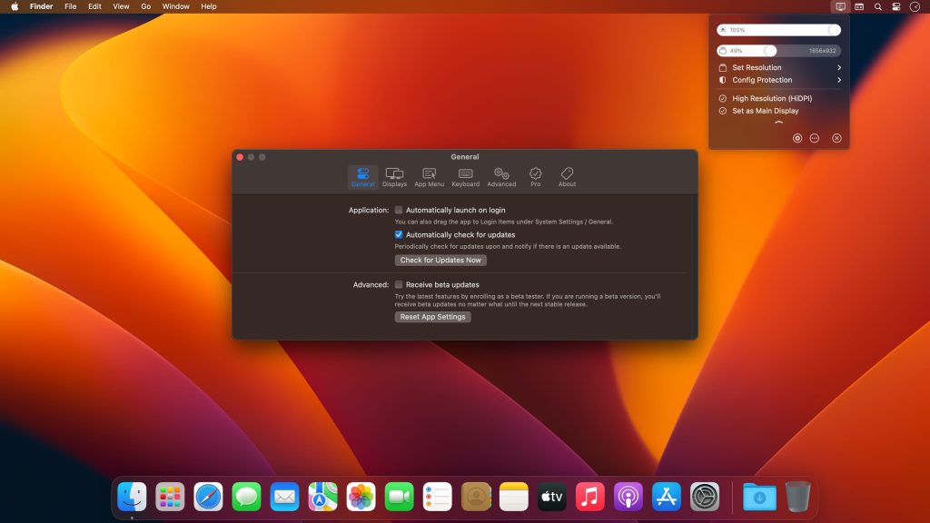 BetterDisplay – Quản lý, bật HiDPI, thêm tính năng cài đặt màn hình