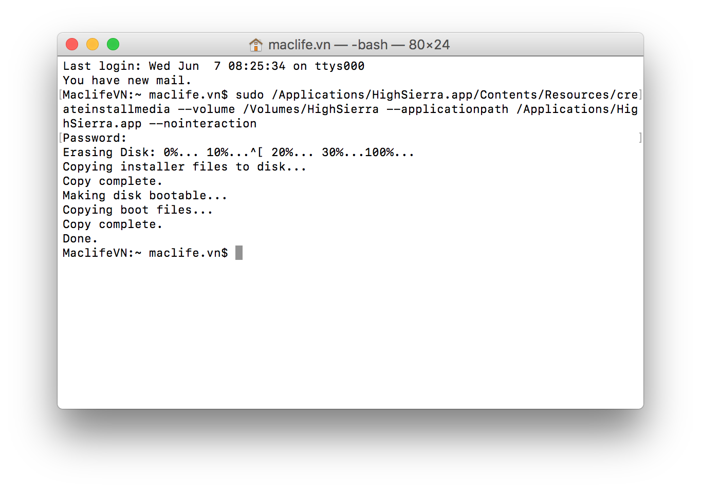 Hướng dẫn tạo USB cài macOS High Sierra 10.13 – Tương tự cho Mojave 10.14