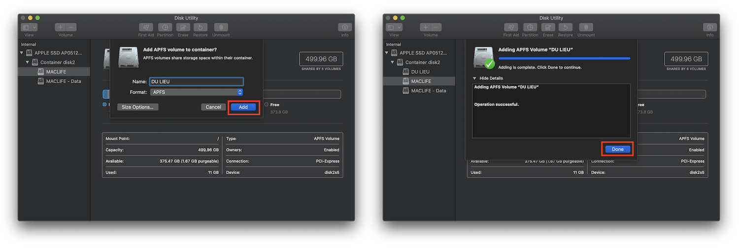 Cách chia/gộp ổ cứng trên macOS High Sierra 10.13 trở lên
