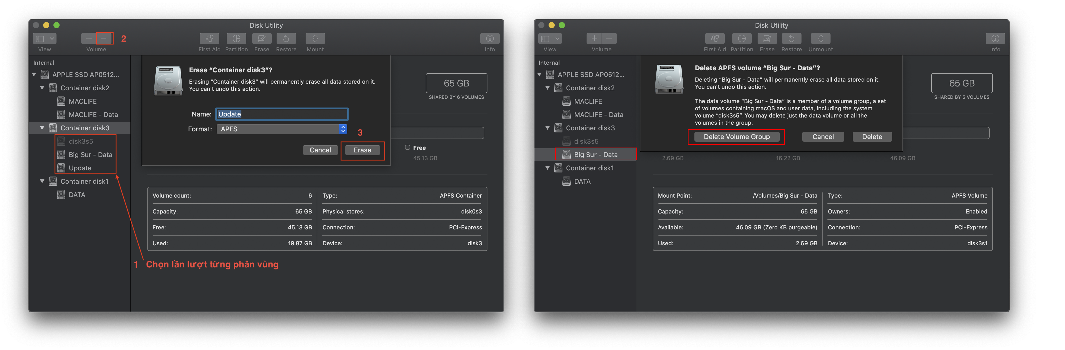 Hướng dẫn cài song song Big Sur 11 và Catalina, Mojave