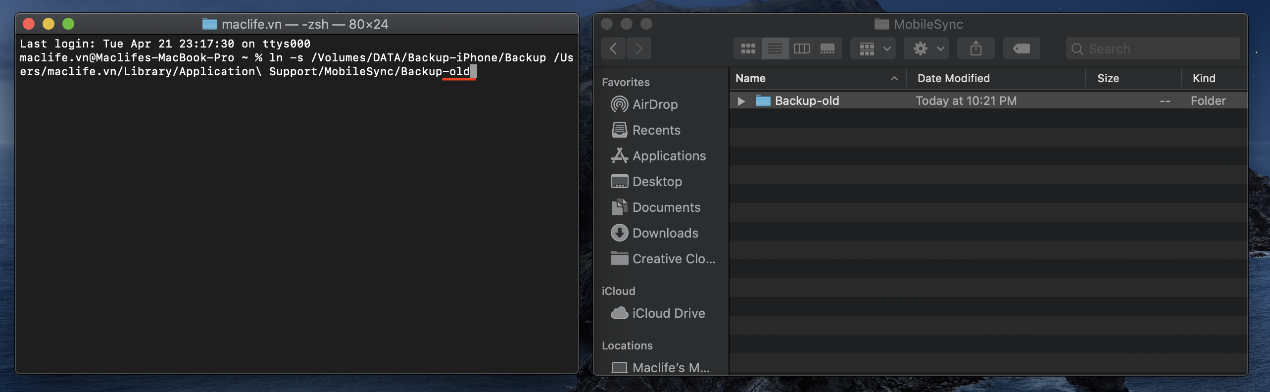Cách đổi đường dẫn thư mục Backup iPhone trên macOS