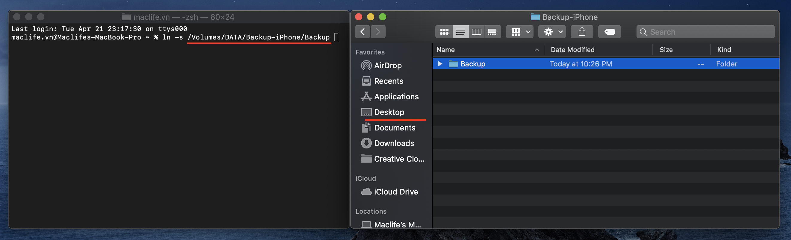 Cách đổi đường dẫn thư mục Backup iPhone trên macOS