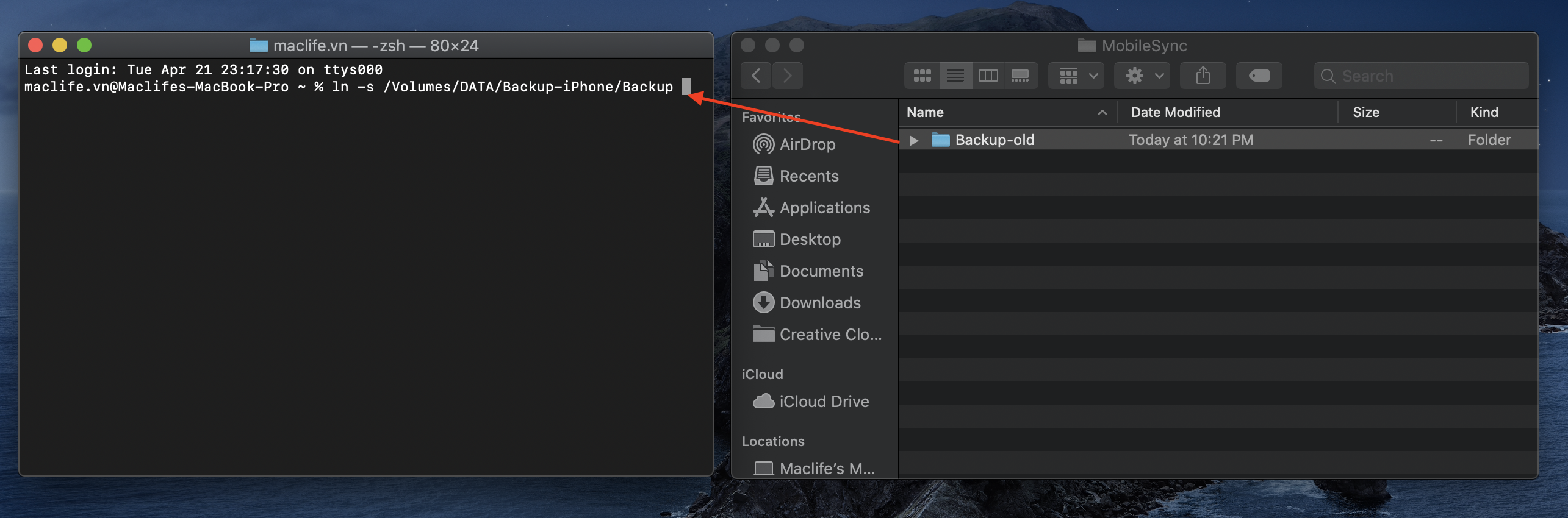 Cách đổi đường dẫn thư mục Backup iPhone trên macOS