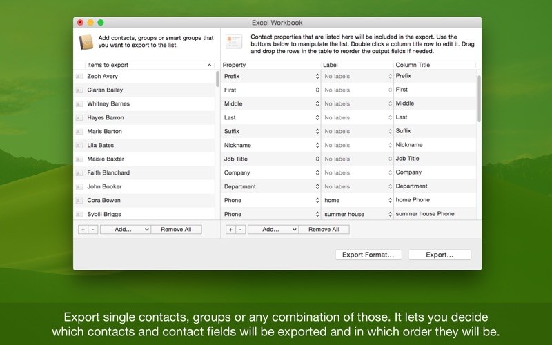 Exporter for Contacts – Ứng dụng xuất danh bạ từ Mac sang CSV, Excel…