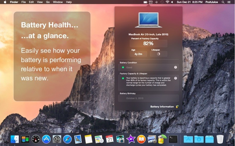FruitJuice – Công cụ quản lý, tăng tuổi thọ của Pin cho Macbook