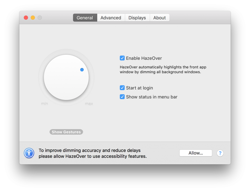 HazeOver – Làm mờ ứng dụng background