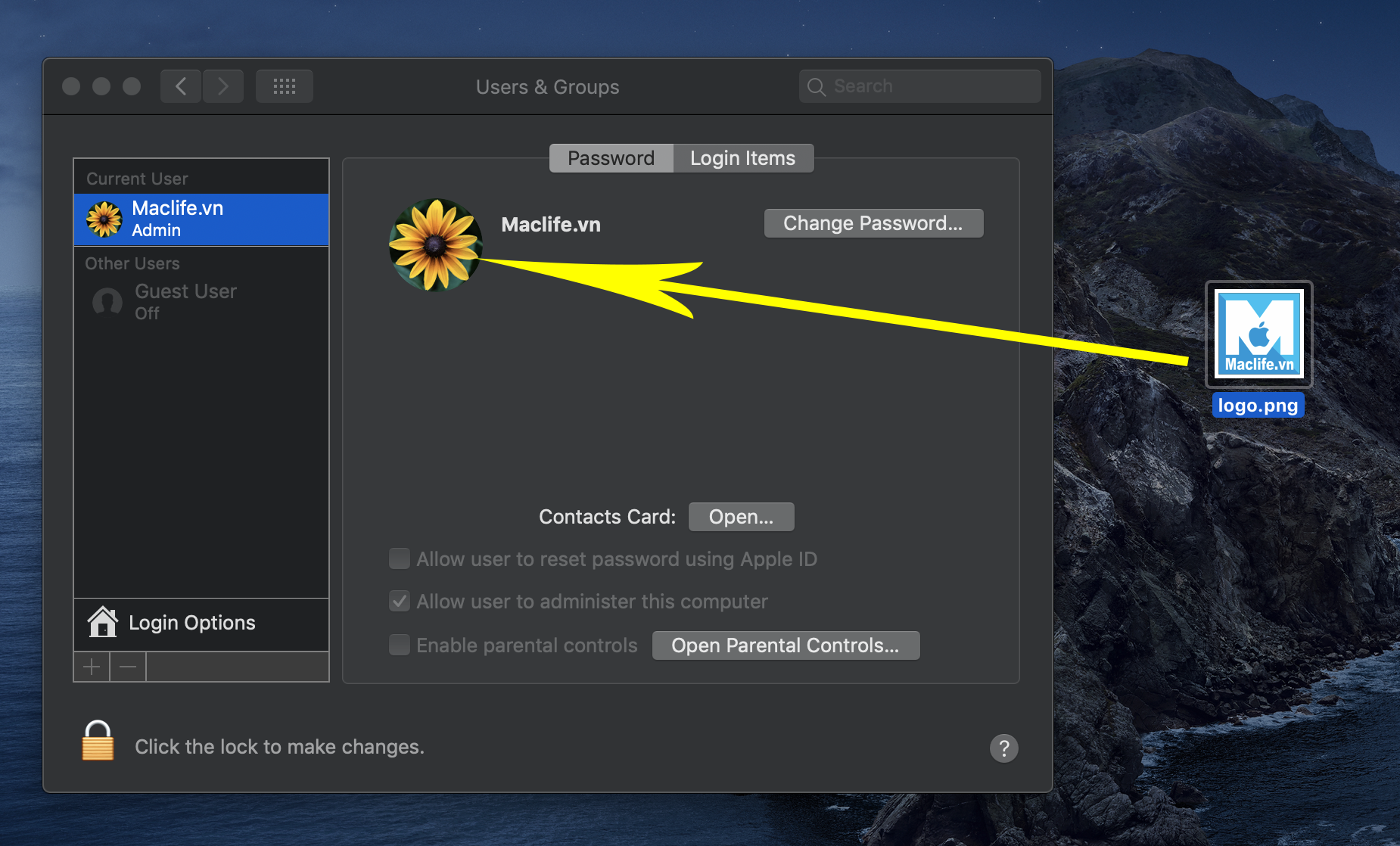 Hướng dẫn đổi Desktop Picture, Login screen Mojave – Catalina