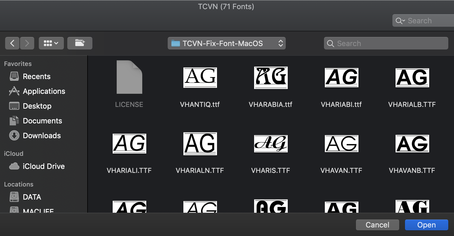 Hướng dẫn cài và sử dụng Font TCVN (.vnTime, .vnArial…) trên Mac