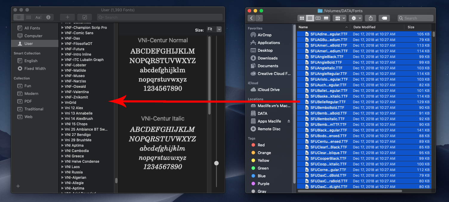 Hướng dẫn cài Font trên mac với Font Book